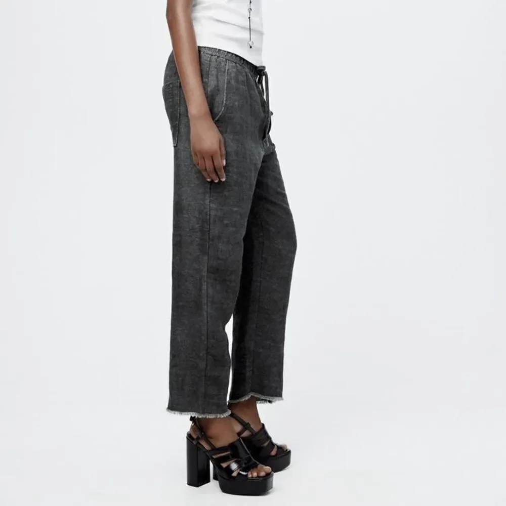 ZARA ZW COLLECTION LINEN BLEND JOGGER PANTS